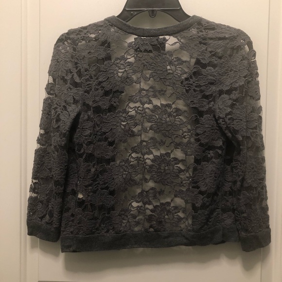 Hollister Gray Lace 3/4 Sleeves Sheer Cardigan XS - Picture 3 of 3